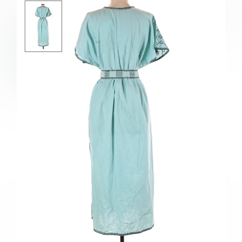 New Zara Embroidered Linen Caftan Tunic Dress - Picture 15 of 17